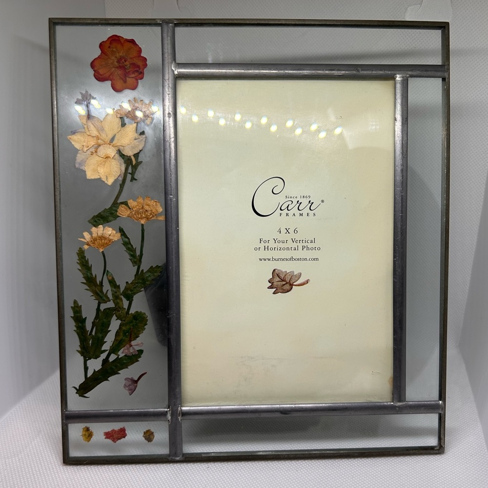 🌈🌈🌈 (5 for 100$) Cavi Silver Glass Photo Frame with Floral Design 4x6 B11